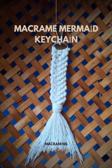 macrame mermaid tail fish keychain Macrame Mermaid Tail, Step By Step Macrame, Gathering Knot, Double Half Hitch Knot, Mermaid Tail Keychain, Macrame Things, Hitch Knot, Tail Keychain, Diy Keychains