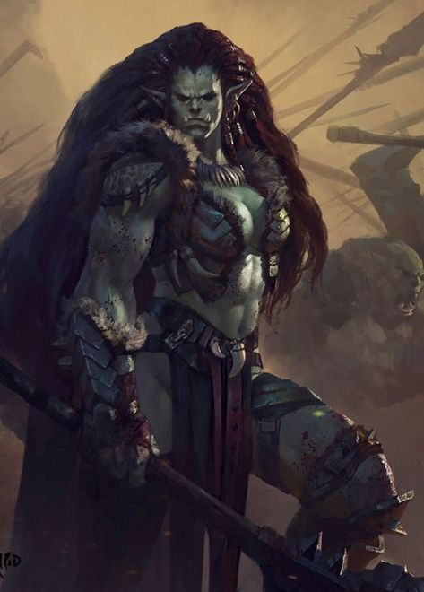 Follow the Orc Queen to victory Female Orc, Orc Warrior, Warcraft Art, Heroic Fantasy, Fantasy Races, Wow Art, Fantasy Warrior, Arte Fantasy, Fantasy Rpg