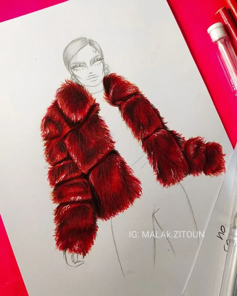 Red ♥️🍒 . . . . . . . . . . . . #art #artgallery #artist #artoftheday #artcollector #artofinstagram #artwork #fashion #fashionstyle… | Instagram Fur Illustration, Drawing Fur, Children Fashion Sketch, Red Sketch, Red Drawing, Dress Outfits Party, Fashion Design Drawing, Fashion Illustration Collage, Fashion Figure Drawing