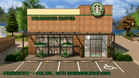 Starbucks - Collab with Insimniacreations | Bean's Builds on Patreon Sims 4 Restaurant, Lotes The Sims 4, Play Sims 4, Sims 4 House Building, Tumblr Sims 4, Casas The Sims 4, Sims 4 Teen, Sims 4 Collections, Best Mods