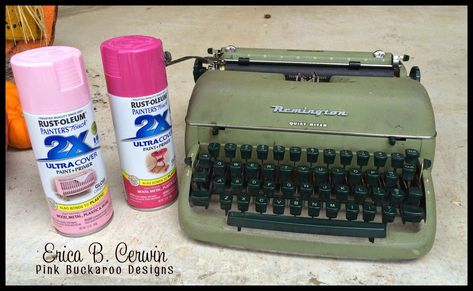 How to paint a typewriter! - Pink Buckaroo Designs Pink Buckaroo Designs, Old Typewriter, Holiday Punch, Stamp Projects, Paint Primer, Punch Cards, Garage Sale, How To Paint, Typewriter