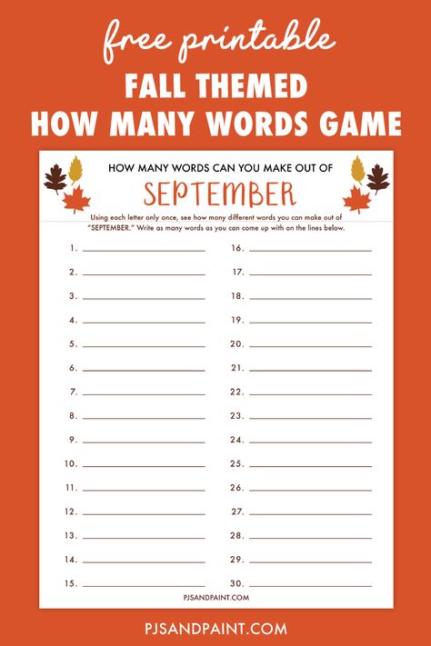 Fall Puzzles, Guess The Word Game, Free Bridal Shower Printables, Fall Word Search, Autumn Puzzle, Fall Worksheets, Free Thanksgiving Printables, Free Printables Organization, Fall Words