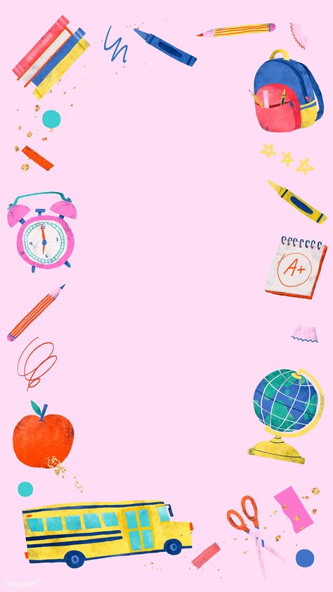 Blank pink back to school mobile phone wallpaper vector | premium image by rawpixel.com / Toon Back To School Frame, Pink Back To School, Wallpaper School, Mobile Phone Wallpaper, School Frame, Premium Vector, Phone Wallpaper, Back To School, Mobile Phone