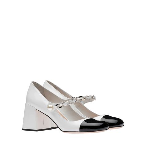 Patent leather pumps White/black | Miu Miu Miu Miu Heels, Dr Shoes, Black Patent Leather Pumps, Black And White Shoes, Silver Pumps, Pink Pumps, White Pumps, Mary Jane Pumps, Patent Leather Pumps