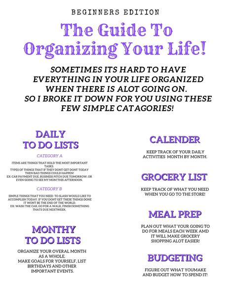 Organize Your Life -PURPLE- planner | organization | printable | Google doc | budgeting | calender | meal planner |  digital download plannerinspo #weeklymealplannerideas #plannerlistsideas🎀. How To Organize My Life, Lists To Make To Organize Your Life, How To Organize Your Life, Life Organization Tips, Organizing My Life, Organize My Life, Planer Organisation, Organize Life, Organizing Your Life