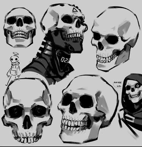 Manga Skeleton, Skull Reference Drawing, Skull Design Drawing, Skull Mask Character Art, Skull Mask Drawing, Skeleton Drawing Reference, Cute Skeleton Drawing, Undead Character Design, Skull Drawing Reference