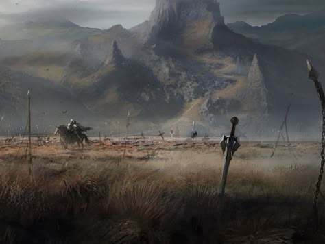 Nirnaeth Arnoediad Concept Art Landscape, Arte Viking, Heroic Fantasy, Fantasy Battle, Landscape Concept, 다크 판타지, Fantasy Setting, Fantasy Places, Fantasy Art Landscapes