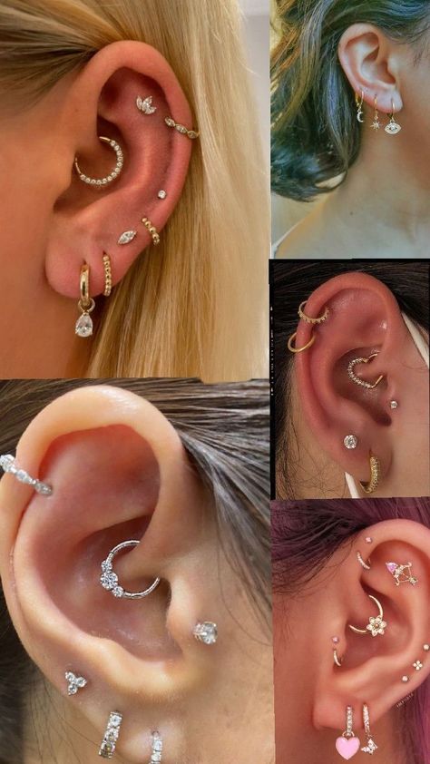 boucles d'oreille idée Ear Piercings Classy, Ear Piercings Simple, Piercing Oreille Nom, Full Ear Piercings, Minimalist Ear Piercings, Look 80s, Cute Nose Piercings, Cute Hand Tattoos, Cool Ear Piercings