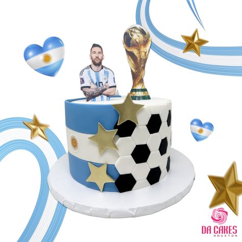 Calling all soccer fanatics! 🌟⚽ Celebrate your love for the game with our custom Messi-themed cake featuring the iconic World Cup trophy. Perfect for die-hard fans looking to score big on their special day! Order yours now at Da Cakes Houston. #CustomCakes #MessiFans #SoccerCelebration World Cup Trophy Cake, Messi Theme Cake, Argentina Cake, Messi Birthday, Soccer Cakes, Soccer Birthday Cakes, Football Birthday Cake, Peter Pan Party, Soccer Cake