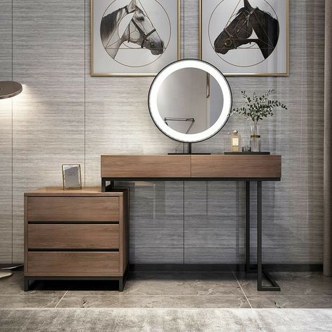 Reka Bentuk Bilik Tidur, Girls Dressing Table, Wood Dressing Table, Dresser Wood, Luxury Inspiration, Hiasan Bilik Tidur, Vanity Dresser, Dressing Table Design, Bedroom Dressing Table