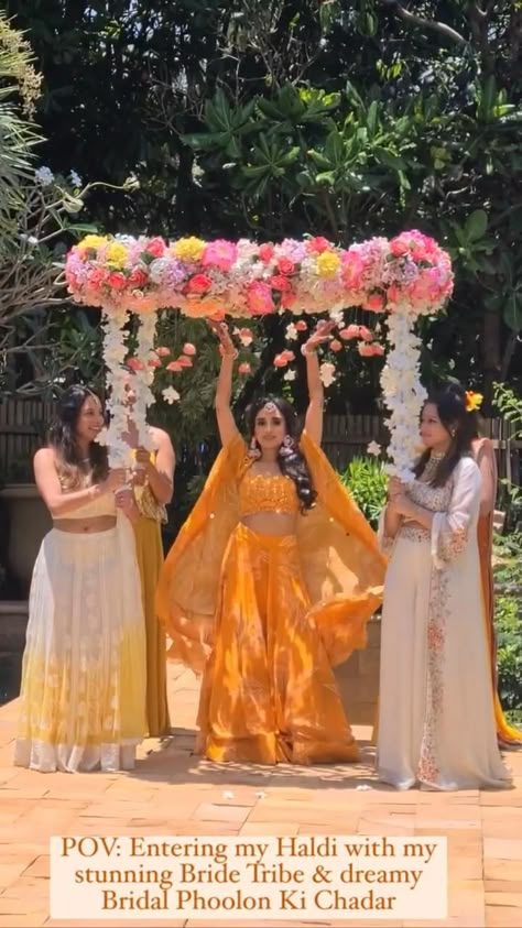 Unique Bridal Entry, Wedding Entry Ideas, Bridesmaids Duties, Bridal Entry Ideas, Haldi Ceremony Decorations, Wedding Entry, Bridal Shower Photo Prop, Bridal Entry, Bride Entry