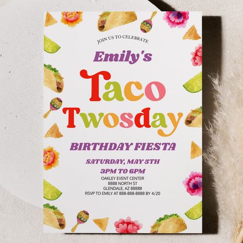 Taco Twosday, Second Birthday Party, Second Birthday, Event Center, 2nd Birthday Parties, Birthday Party Invitation, Diy Business, Birthday Party Invitations, Hat Crafts