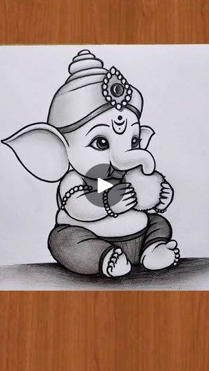 Indian God Drawing Easy, Ganapati Drawing Easy, Bal Ganesha Drawing, Ganesha Drawing Sketches, Ganesha Art Sketch, Ganapati Drawing, Easy Ganesha Drawing, Bal Ganesha, Ganpati Drawing