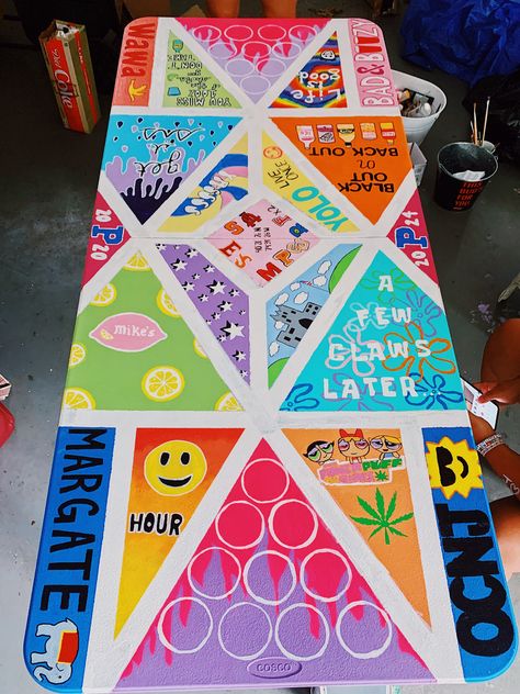 Pong Table Painted, Beer Pong Table Diy, Diy Beer Pong, Diy Beer Pong Table, Custom Beer Pong Tables, Beer Pong Table Designs, Table Painting, Beer Bong, Beer Table