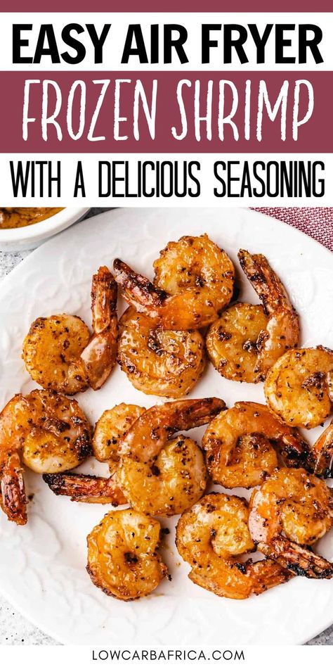 Making frozen shrimp in the air fryer is incredibly easy and takes less than 15 minutes. A quick seasoning blend and toss it in the air fryer - no need to thaw! This easy dinner idea or snack is great any day of the week! Air Fryer Frozen Shrimp, Shrimp In The Air Fryer, New Air Fryer Recipes, Air Fryer Recipes Snacks, Air Fryer Fish, Air Fryer Cooking Times, Cooks Air Fryer, Air Fried Food, Air Fryer Oven Recipes