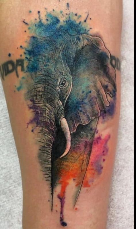 Watercolour Elephant Tattoo, Watercolor Tattoo Elephant, Gogo Tattoo, Spirit Animal Tattoo, Pet Portrait Tattoos, Meaningful Symbol Tattoos, Friendship Tattoo, Portrait Tattoos, Elephant Artwork