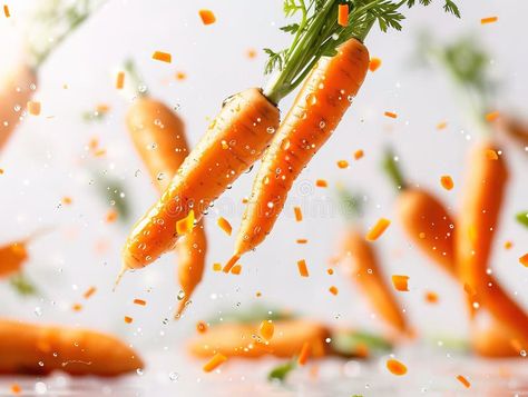 Photography of CARROTS falling from the sky, hyperpop colour scheme. glossy, white background. Perfect retouched carrot royalty free stock photograp Carrot Background, Falling Skies, Vector Food, Falling From The Sky, Colour Scheme, Glossy White, The Sky, Carrots, Color Schemes