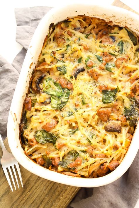 Creamy Sausage & Potato Whole30 Casserole (Paleo + GF) - Whole Kitchen Sink Whole30 Casserole, Paleo Casserole, Paleo Menu, Sausage And Potatoes, Thanksgiving Casserole, Whole30 Meal Prep, Whole30 Dinners, Whole 30 Breakfast, Healthy Casseroles