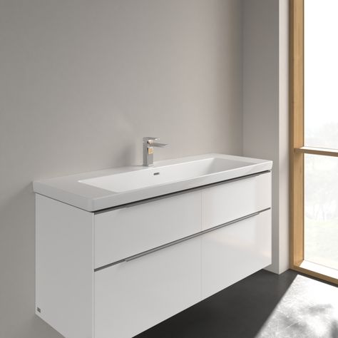 Subway 3.0 Vanity washbasin Rectangle 4A70D5R1 - Villeroy & Boch Villeroy And Boch 1000mm Bathroom Vanity Units, Villeroy Boch New Wave, Villeroy & Boch Dinnerware, Franke Sink, Basin White, Furniture Material, Inset Basin, Bathroom Suite, Matching Furniture