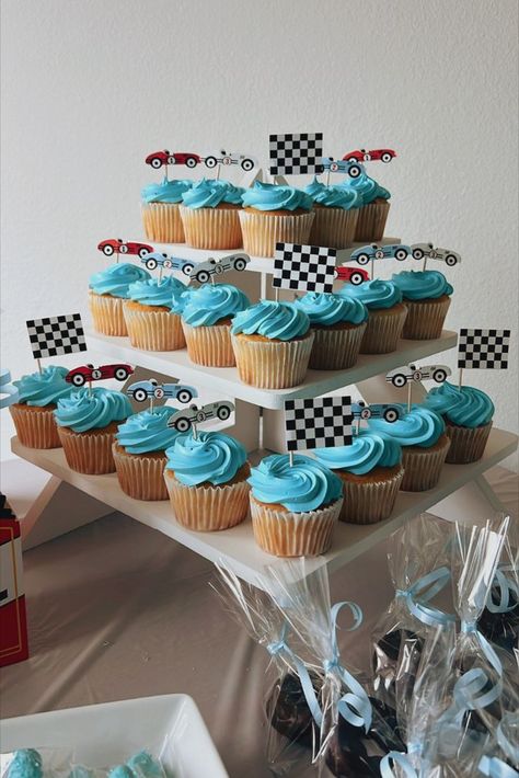 Race Car Cupcake Toppers Cupcakes Race Car, Vintage Race Car Cupcakes, Cupcake Race Car, Too Fast Birthday Cupcakes, Two Fast Birthday Cupcake Cake, Vintage Car Cupcakes, Racing Birthday Cupcakes, Race Car Themed Cupcakes, 2 Fast 2 Curious Birthday Cupcakes