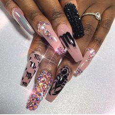 Colorful Nail, Stiletto Nails Designs, Coffin Nails Long, Birthday Nails, Coffin Nails Designs, Fire Nails, Bling Nails, Pretty Acrylic Nails, Dope Nails