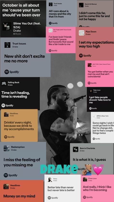 Drake Wallpaper Iphone Drake Lyrics, Drake Album Cover Drawing, Drake Quote Tattoos, Drake Wallpaper Lyrics, Drake Lyric Tattoos, Drake Ig Captions, Drake Senior Quotes, Drake Girlfriend, Drake Love Quotes