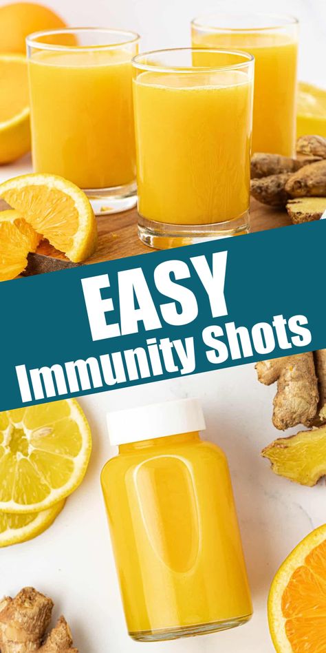 With sick season just around the corner, I plan to start making these immunity shots! Diy Suja Shots, Natural Immune Boosters For Kids, Immunity Shot Recipe, Immune Shots, Immunity Shots, Gluten Free Pumpkin Recipes, Kale Juice, Natural Immune Boosters, School Recipes