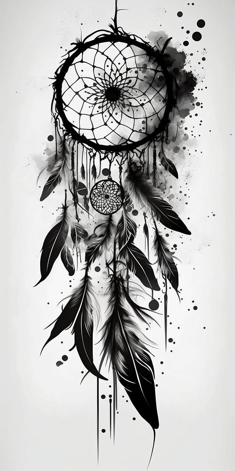 Men’s Dream Catcher Tattoo, Dark Dreamcatcher Tattoo, Adventure Awaits Tattoo, Dream Chaser Tattoo Design, Dreamcatcher Tattoo Design, Crown Tattoo Ideas, Wolf Dreamcatcher Tattoo, Dreamcatcher Drawing, Dream Catcher Feathers