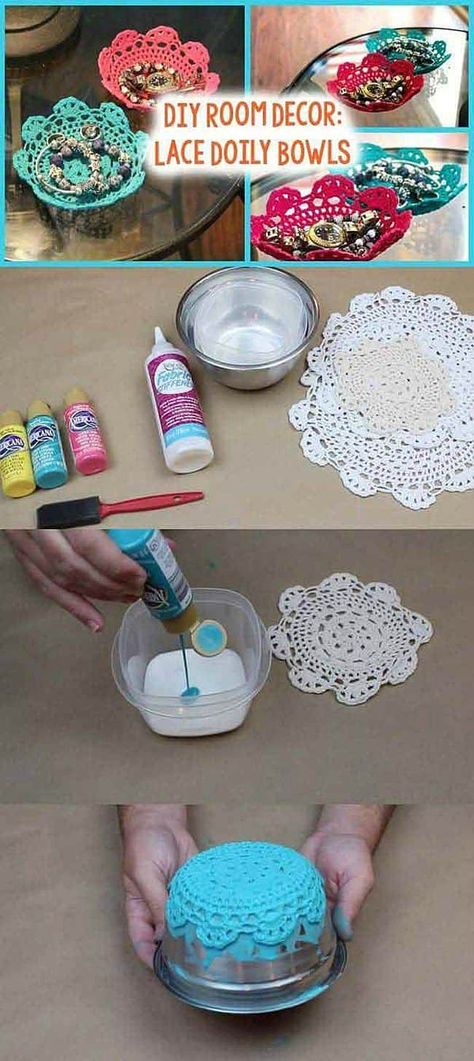 Lace Diy Projects, Doily Art, Doilies Crafts, Diy Vintage Decor, Lace Diy, Lace Crafts, Lace Doily, Lace Doilies, Diy Birthday Gifts