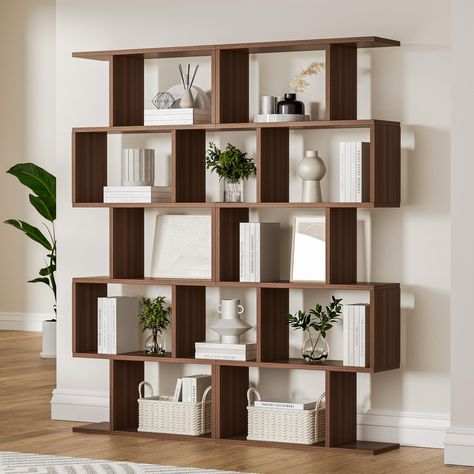 PRICES MAY VARY. ✔Geometric Bookcase. The Minimalist Shelf with clean lines makes our DIYART 5 tier bookcase flexible and easy to use at home. Featuring with 5 tier shelves this bookcase provides plenty of space to store all your favorite books, toys, and more. Dimension: 27.5"W x 62.6"H x 9.3"D, Set of 2. ✔Room Divider Book Shelf. In addition to storing books, this bookshelf can also be used as a display cabinet or room divider shelf. Place the 1 Shelf alone or 2 piece side by side, perfect for Modern Wood Bookshelf, Bookcase Room Divider Ideas, Apartment Bookshelves, Tall Room, Divider Shelf, Minimalist Shelf, Bookshelf Room Divider, Modular Bookshelves, Room Divider Shelves