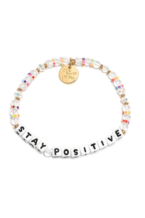 Put that good energy out into the world and watch as it circles back to you. No matter how you wear this bracelet, positivity is sure to become your go-to attitude. Friendship Bracelets With Beads, Word Bracelet, Jewelry Words, Bracelet Ideas, Jewelry Lookbook, Stay Positive, Letter Beads, Cute Bracelets, Good Energy