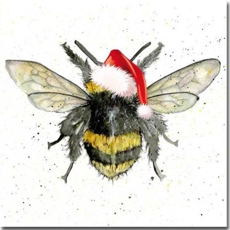 Bee Christmas, Pet Christmas Cards, Diy Jar, Bee Painting, Bee Cards, Watercolor Christmas Cards, Bee Decor, Bee Art, Bees Knees