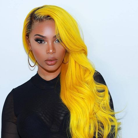 Bright Yellow Hair, Yellow Hair Color, Honey Blond, Vivid Hair, Wig Collection, Coloured Hair, Hair Dark, Best Wigs, Human Virgin Hair