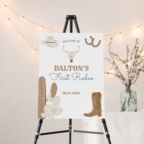 First Rodeo Cowboy Birthday Party Welcome Sign - Birthday Decoration Luau Party Crafts, Wild West Birthday, Rodeo Party, Modern Cowboy, Cowboy Birthday Party, Cowboy Design, Rodeo Birthday, Cowgirl Birthday Party, Western Theme Party