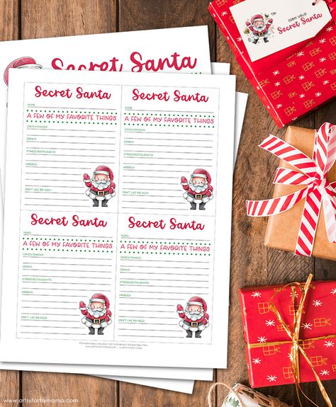 Secret Santa Printable Tags, Free Printable Secret Santa Wish List, Secret Santa Form Free Printable, Santa Worksheet, Merry Christmas Sign Printable, Secret Santa Rules, Secret Santa Questions, Secret Santa Templates, Secret Santa Form