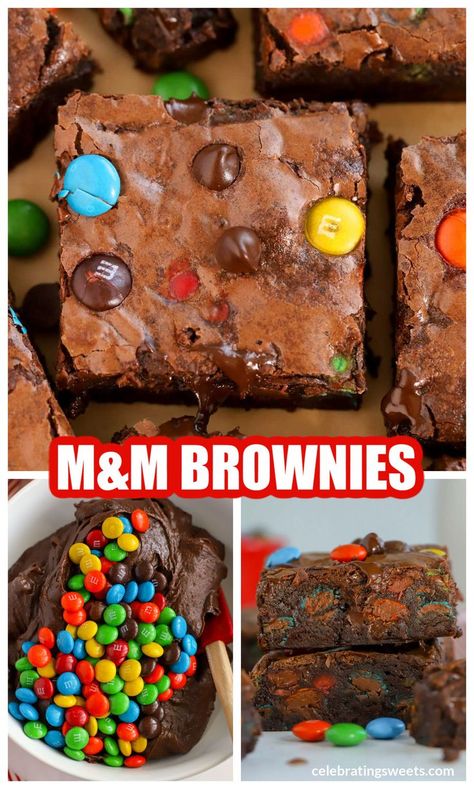 These decadent M&M Brownies are moist, fudgy, chewy, and loaded with chocolate! This easy one-bowl recipe comes together in minutes. Brownie Recipe With Cocoa, M M Brownies, Classic Brownies Recipe, Cocoa Powder Recipes, Shugary Sweets, Dessert Bar Recipe, Delicious Brownies, Best Brownies, Fudge Brownies