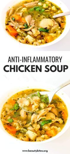 Clean Chicken Soup, Inflammatory Soup, Inflammatory Meals, Inflammation Foods, Beauty Bites, Anti Inflamatory, Anti Inflammation Recipes, Inflammatory Recipes, Inflammation Diet