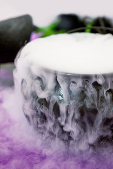 Dry Ice Cauldron Punch, Cauldron With Dry Ice, Using Dry Ice For Halloween, Dry Ice Punch Halloween, Dry Ice Root Beer, Halloween Punch Dry Ice, How To Make Dry Ice At Home, Halloween Dry Ice Drinks, Halloween Drinks Dry Ice