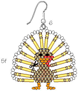 Marlene Brady: Free Beaded Turkey Pattern Turkey Beads, Turkey Earrings, Thanksgiving Jewelry, Holiday Beading, Beading Patterns Free, Jewerly Making, Seed Bead Tutorial, Beadwork Patterns, Earring Tutorial