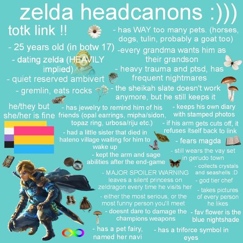 tags,, ignore: #zelda #tearsofthekingdom #thelegendofzelda #headcanons #totk #breathofthewild #botw #tloz Legend Of Zelda Headcanons, Zelda Headcanon, Link Headcanon, Link Totk, Lilly Grace, Zelda Totk, Childhood Games, The Legend Of Zelda, Gremlins