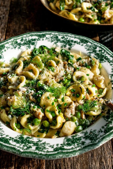 Grains Recipes, Delicious Potatoes, The Original Dish, Spring Pasta, Italian Chicken Sausage, Potato Pasta, Spring Vegetables, Creamy Pasta, Chicken Sausage