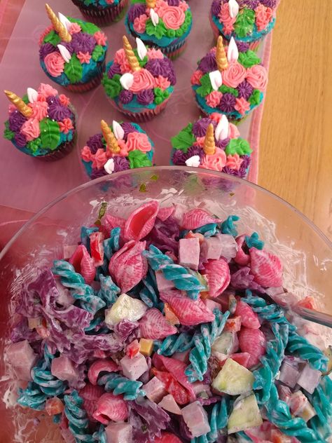 Unicorn Pasta Salad, Unicorn Pasta, Unicorn Cupcakes, Unicorn Party, Pasta Salad, Salad, Pasta