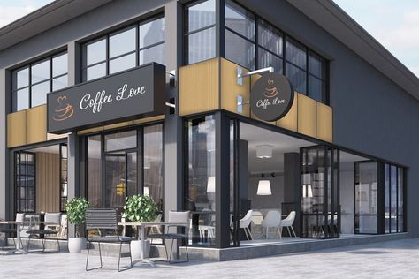 3M DI-NOC exterior architectural film range applied to coffee shop exterior Coffee Shop Exterior, Shop Exterior, Restaurant Exterior, Shop Signage, Vegetable Storage, Entrance Sign, Modern Restaurant, Modern Loft, Cafe Interior