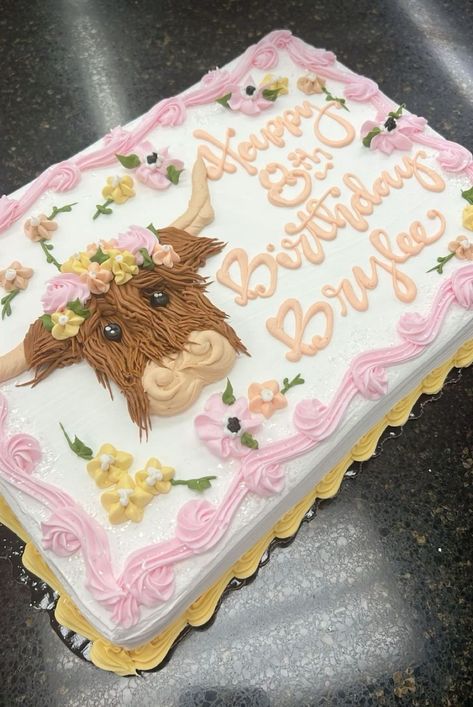 Western Birthday Cakes, Cow Birthday Cake, Cowgirl Cakes, Cookie Cake Designs, Sheet Cake Designs, Cow Cakes, Birthday Sheet Cakes, Cookie Cake Birthday, Buttercream Cake Decorating