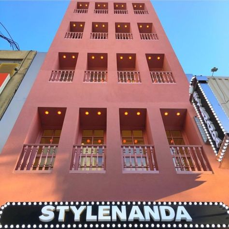 Stylenanda Pink Hotel, Pink Hotel, Shop Front Design, Shop Front, Booth Design, 인테리어 디자인, Front Design, Hotel, House Styles