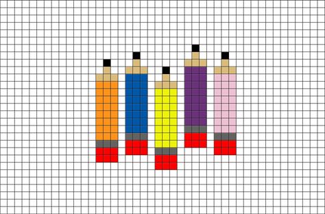 Pencil Pixel Art from BrikBook.com #Pencil #writing #art #medium #lead #pixel #pixelart #8bit Shop more designs at http://www.brikbook.com Teacher Pixel Art, Pixel Art Pencil, Alpha Bracelet, Tiny Cross Stitch, Art Origami, Pixel Art Grid, Art Medium, Seed Bead Patterns, Writing Art