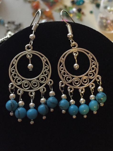 Turquoise chandelier earrings  #diyearrings #turquoise #chandelier Chandelier Beaded Earrings, Silver Drop Earrings Wedding, Chandeliers Earrings, Chandelier Earrings Diy, Turquoise Chandelier, Diy Jewelry Display, Earrings Chandelier, Jewelry Making Earrings, Beaded Jewels