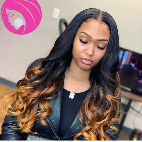 ShanelMonét on Instagram: “P E R F E C T ❣️ Yes or No  Stylist @hairbynuby” Ombre Bundles Sew Ins, Ombre Curly Hair, Sew Ins, Christmas Hairstyles, Shoulder Length Hair Cuts, Hair Laid, Ombre Hair Color, Yes Or No, Sew In