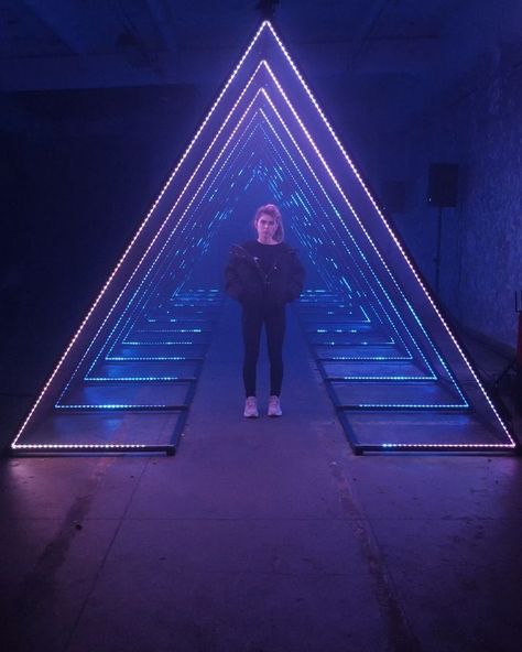 MELT on Instagram: “TRI▲NGLED #TRIANGLED - Immersive Light Installation An immersive light tunnel. Inviting you with carefully designed animations and…” Light Tunnel, New Media Art, Interactive Art, Light Magic, Light Sculpture, Light Installation, Sound Design, Experiential, New Media