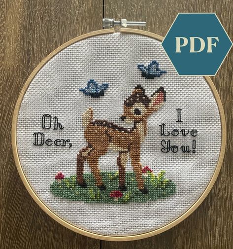 Woodland Cross Stitch Pattern, Woodland Cross Stitch, Deer Cross Stitch Pattern, Deer Cross Stitch, Whimsical Mushrooms, Cute Fawn, Woodland Wonderland, Deer Crossing, Fawn Deer